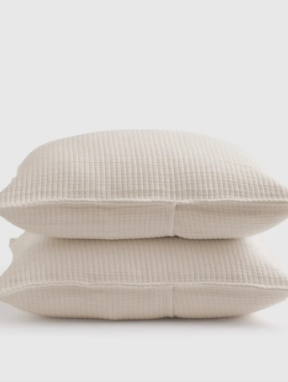 NWOT! Quince Organic Cotton Set Of 2 Ivory Ribbed Shams! King (M33)